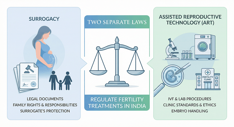 infographic explaining why India has separate laws for surrogacy and assisted reproductive technology